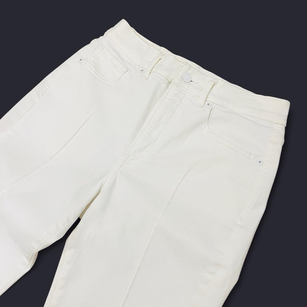 White Cuffed Ankle Straight Leg Creased Middle Jeans 6R - Picture 3 of 6